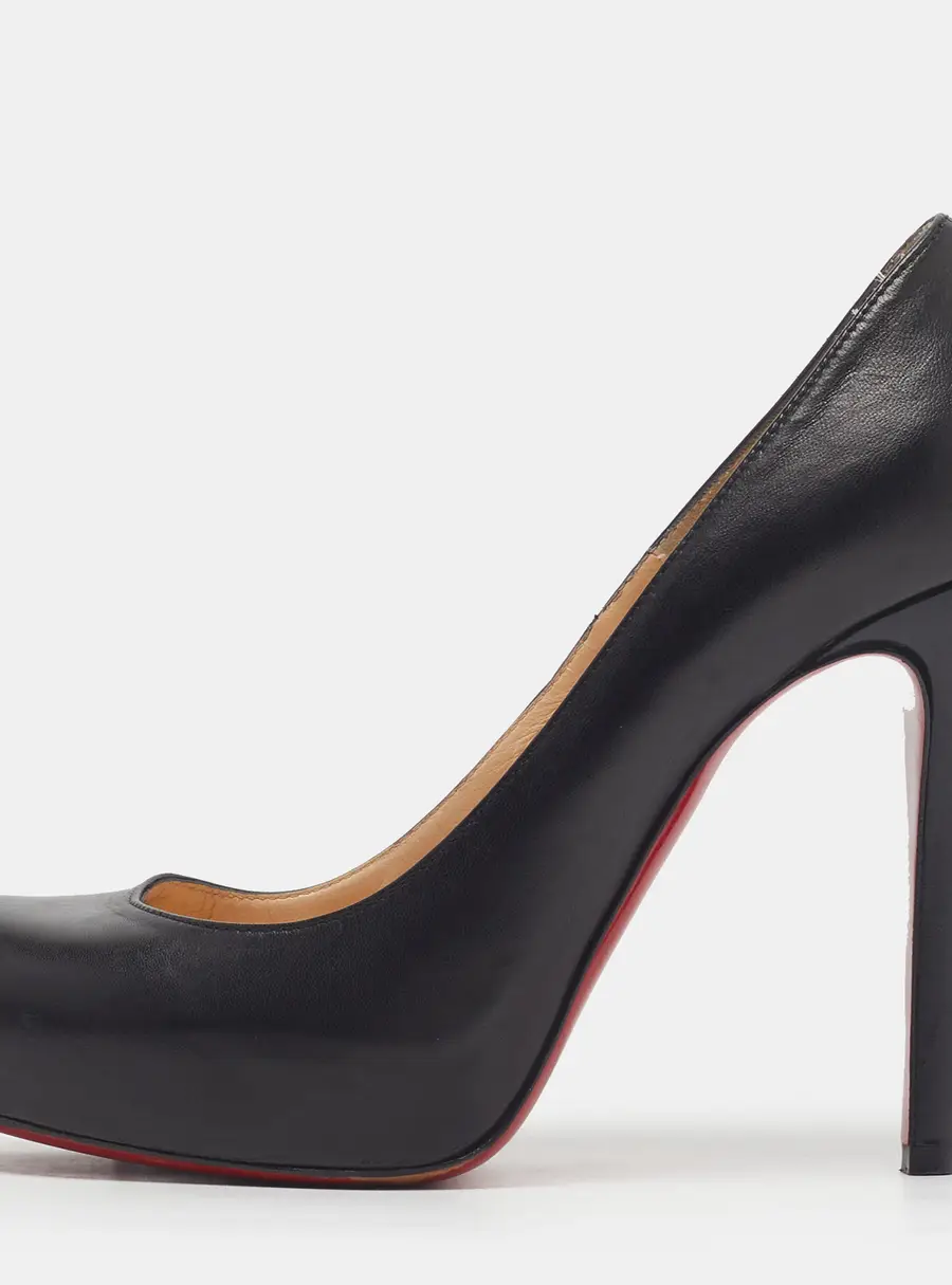 Christian Louboutin New Simple Size 38 Black Leather Platform Pumps