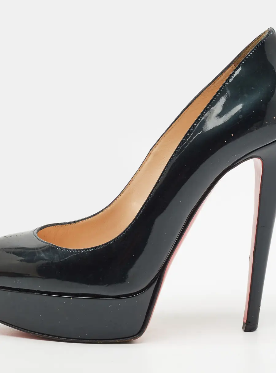 Christian Louboutin Bianca Size 37 Black Patent Leather Platform Pumps