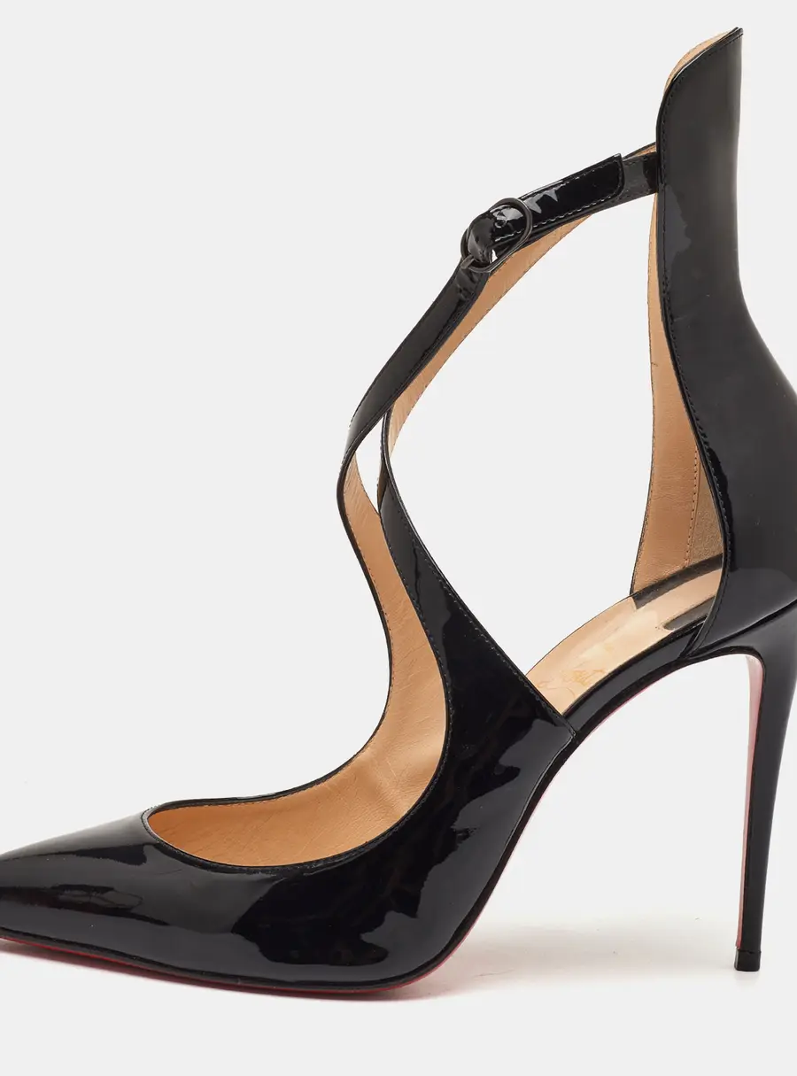 Christian Louboutin Marlenarock Size 39.5 Black Patent Leather Pointed Toe Pumps