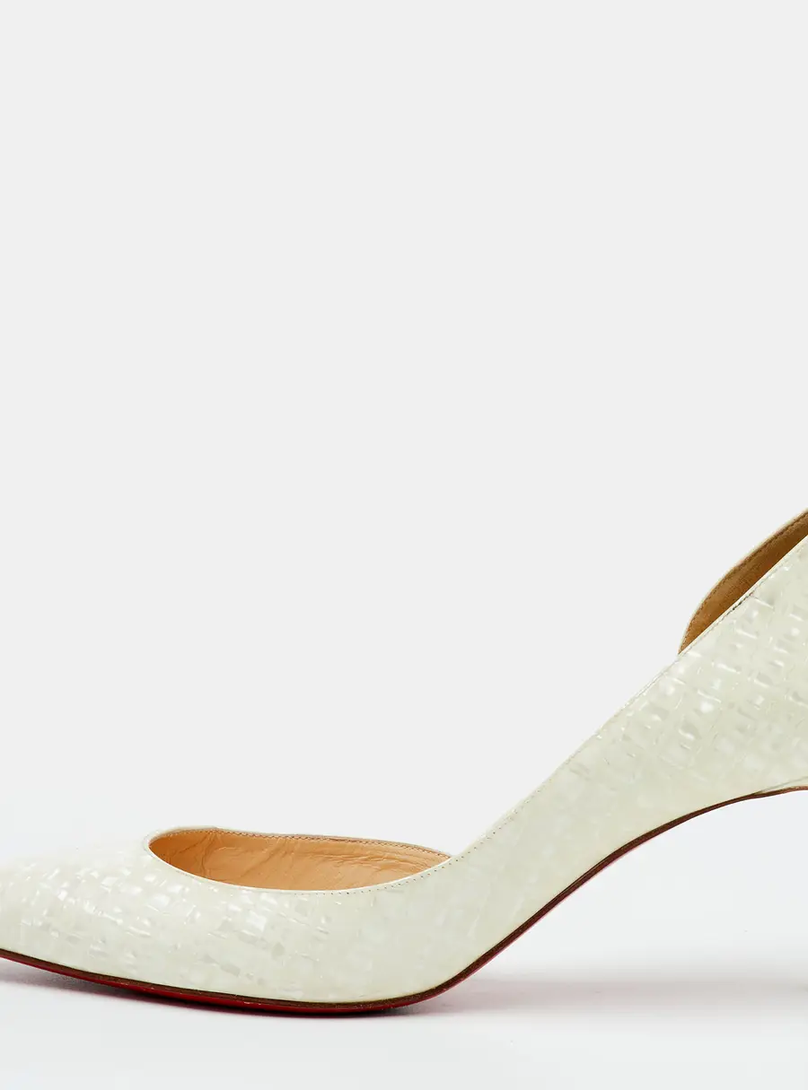 Christian Louboutin Iriza Size 38 White Patent Leather D'Orsay Pumps