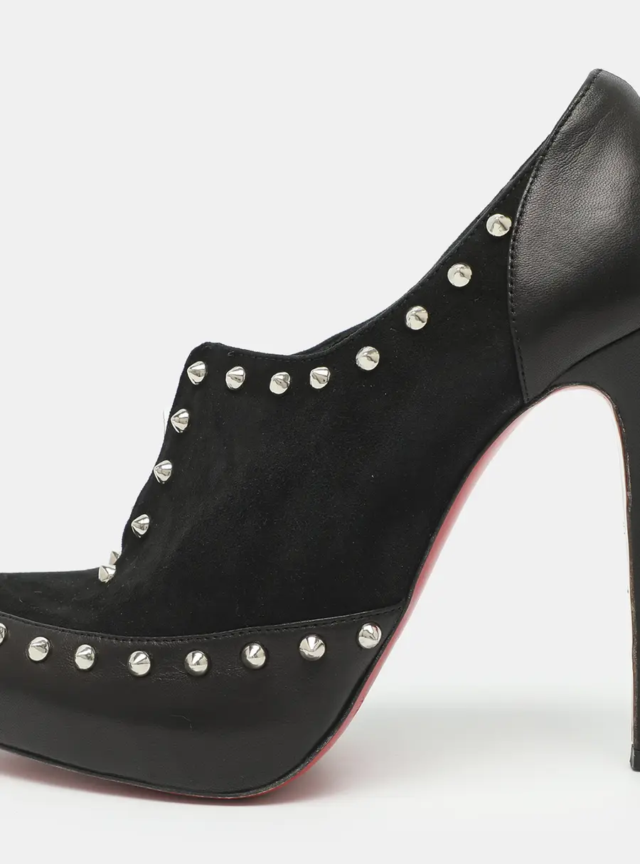 Christian Louboutin Astraqueen Size 38.5 Black Leather and Suede Booties
