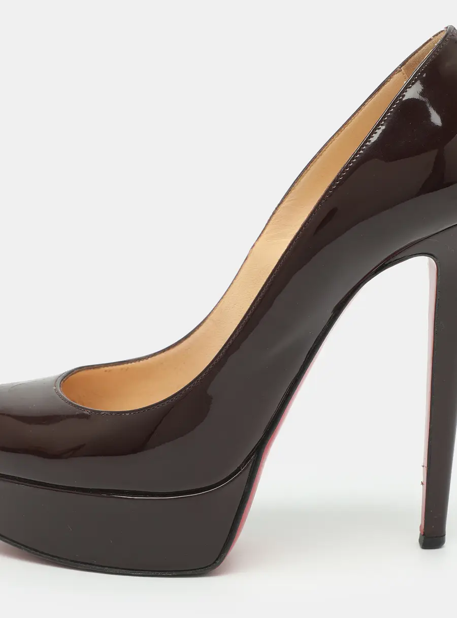 Christian Louboutin Bianca Size 38 Burgundy Patent Leather Platform Pumps