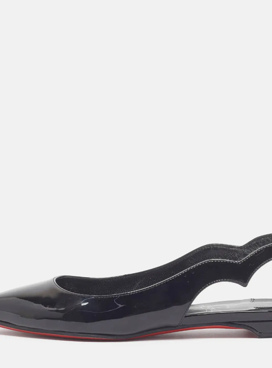Christian Louboutin Hot Chickita Size 35 Black Patent Leather Slingback Flats
