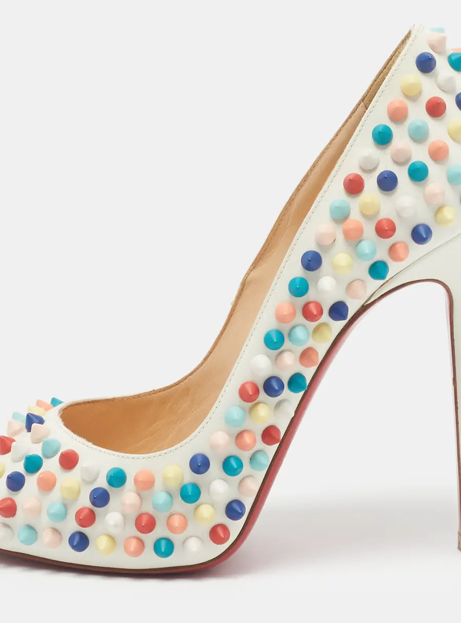 Christian Louboutin Flo Spike Size 36 Multicolor Leather Peep Toe Pumps