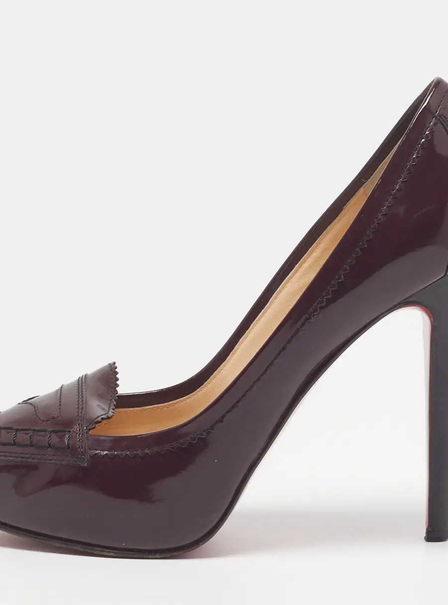 Christian Louboutin Peniche Size 38 Purple Patent Leather Peep Toe Pumps