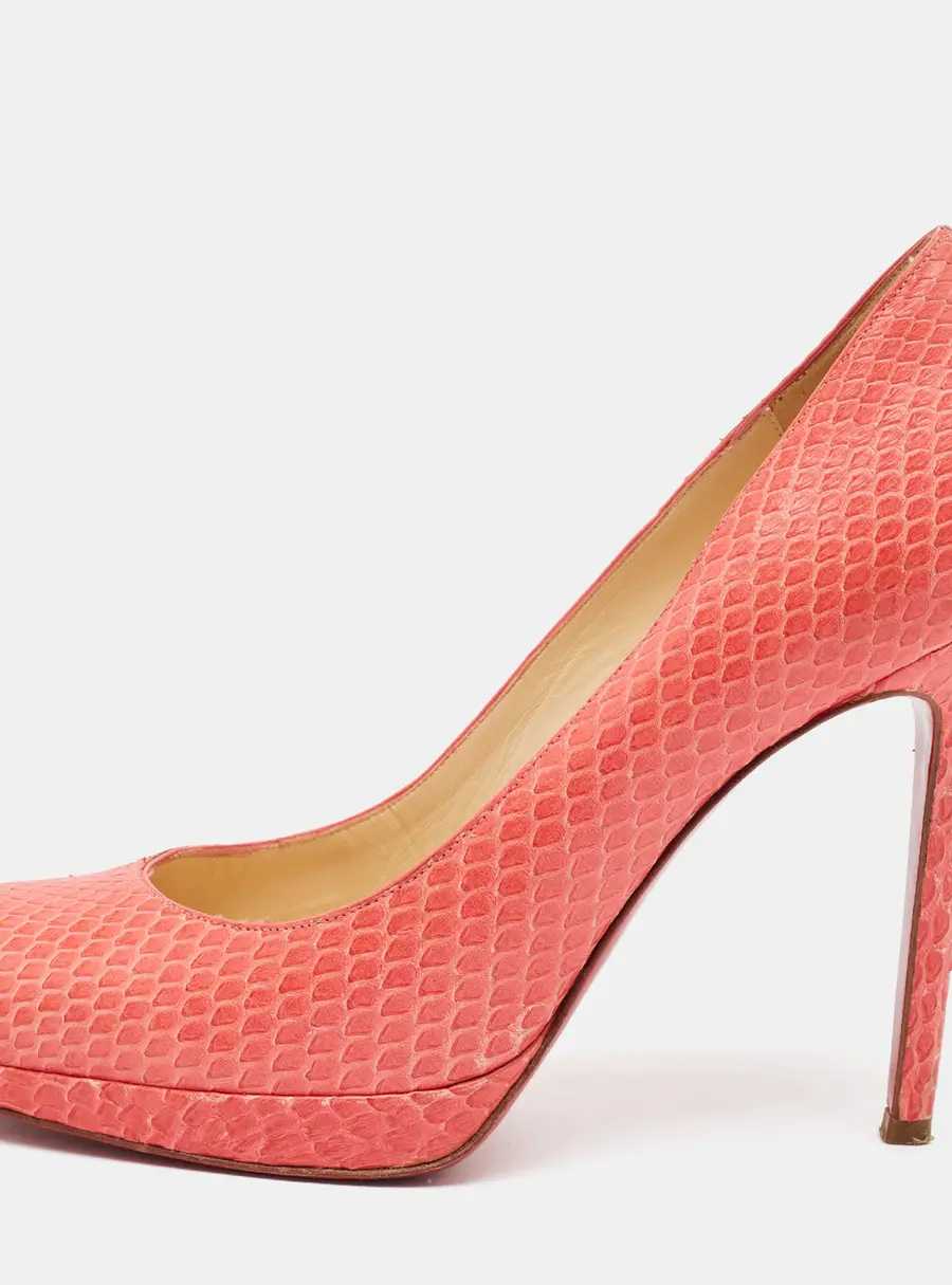 Christian Louboutin Rolando Size 38.5 Red Python Leather Pumps