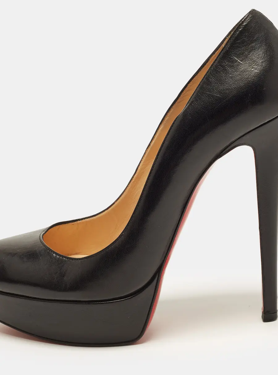 Christian Louboutin New Simple Size 38.5 Black Leather Platform Pumps