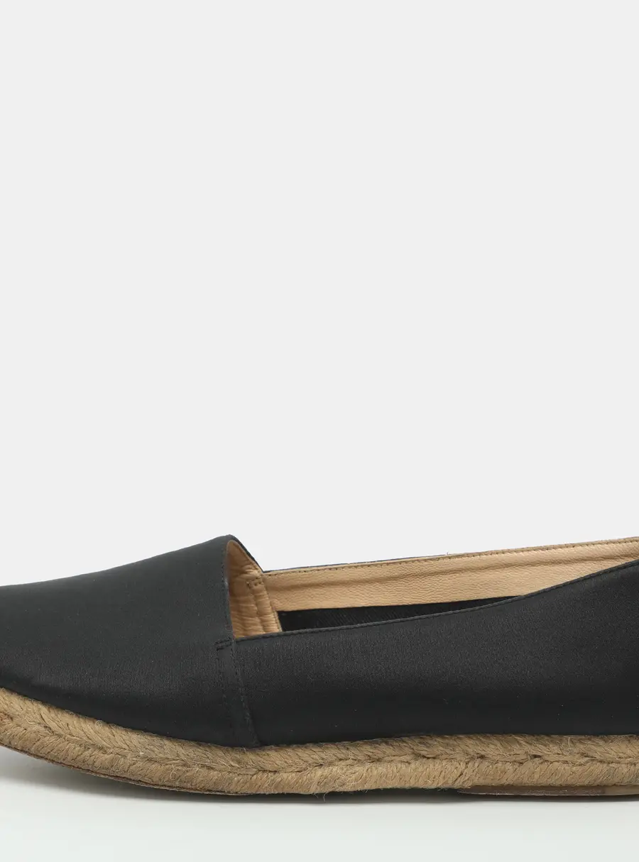 Christian Louboutin Espachica 20 Size 36.5 Black Satin Espadrille Flats