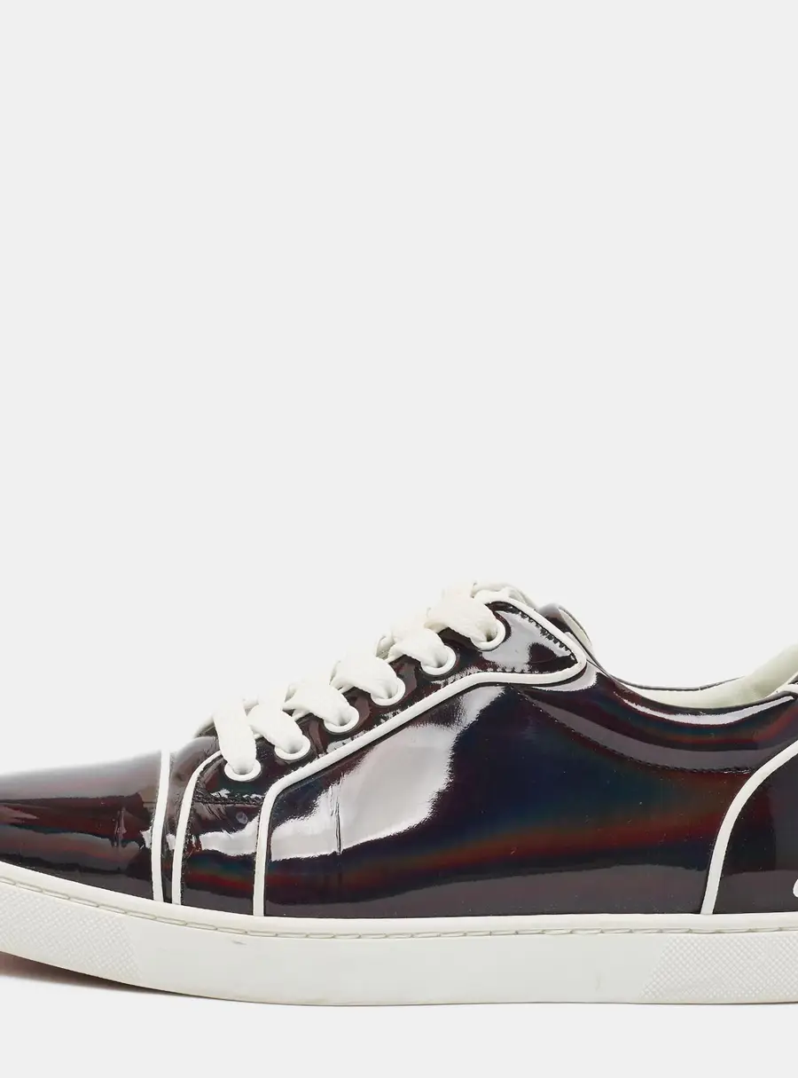 Christian Louboutin Fun Vieira Size 39 Black Patent Leather Lace Up Sneakers