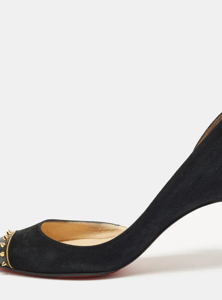 Christian Louboutin Culturella Size 35 Black Leather and Suede Pointed Toe D'orsay Pumps