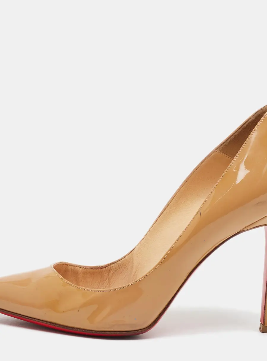 Christian Louboutin Pigalle Size 36.5 Beige Patent Leather Pumps