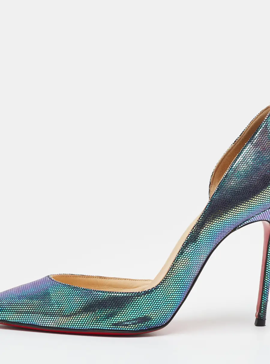 Christian Louboutin Iriza Tissu Scarabe Specchio Size 38.5 Iridescent Texture Suede D'orsay Pumps