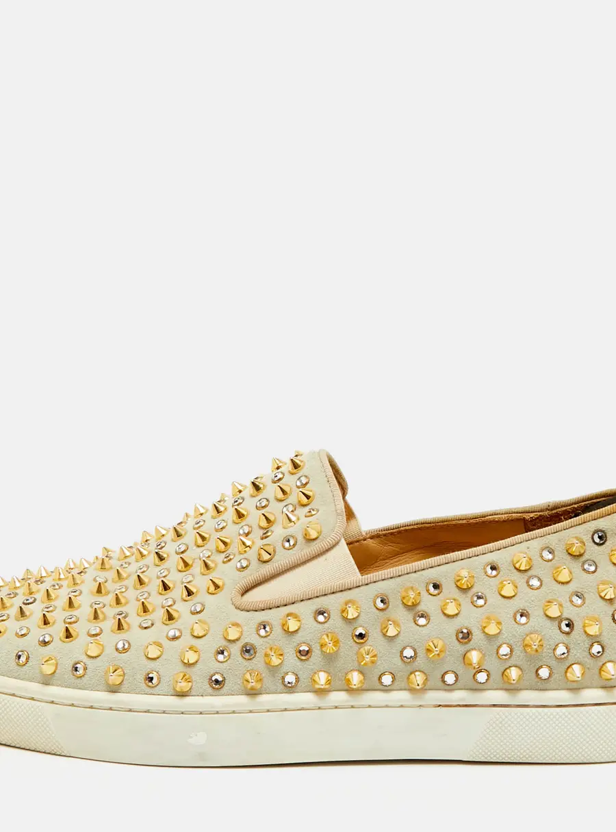 Christian Louboutin Pik Boat Size 40 Grey Suede Slip On Sneakers