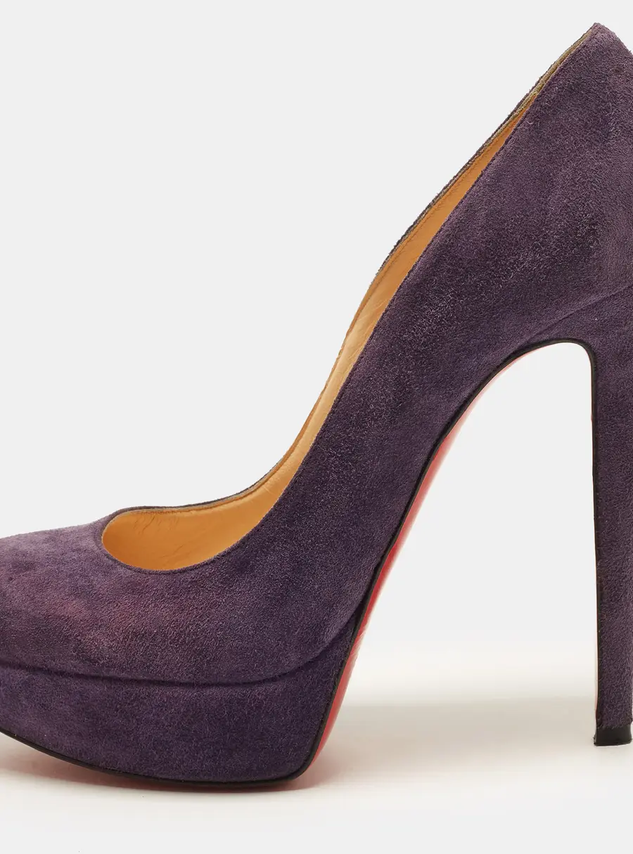Christian Louboutin Bianca Size 38.5 Purple Suede Platform Pumps