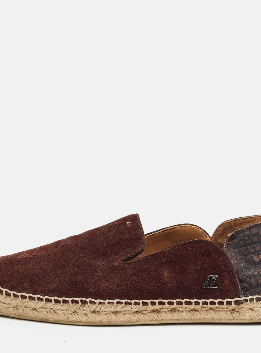 Christian Louboutin Espadon Size 40 Brown Suede Espadrille Flats