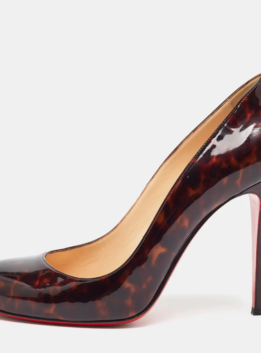 Christian Louboutin Size 41 Brown Tartaruga Patent Leather Pumps