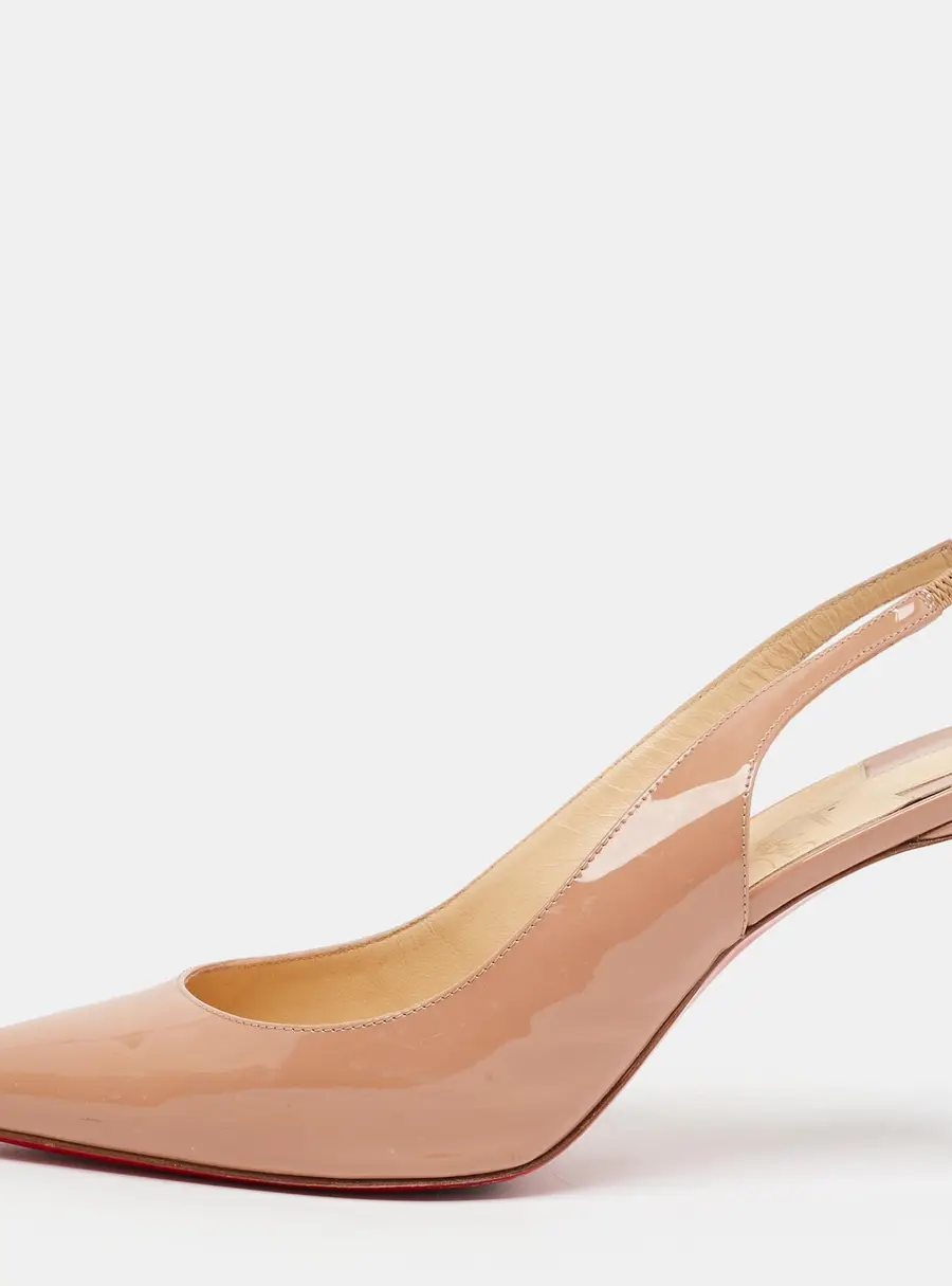 Christian Louboutin Clare Size 39 Beige Patent Leather Slingback Pumps