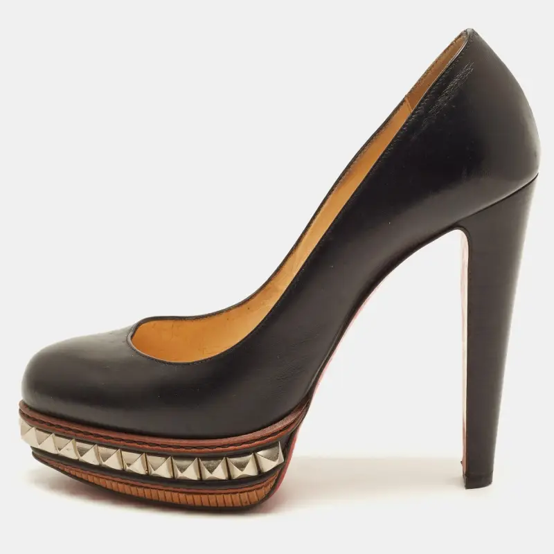Christian Louboutin Faolo Alto Size 39 Black Leather D'orsay Pumps