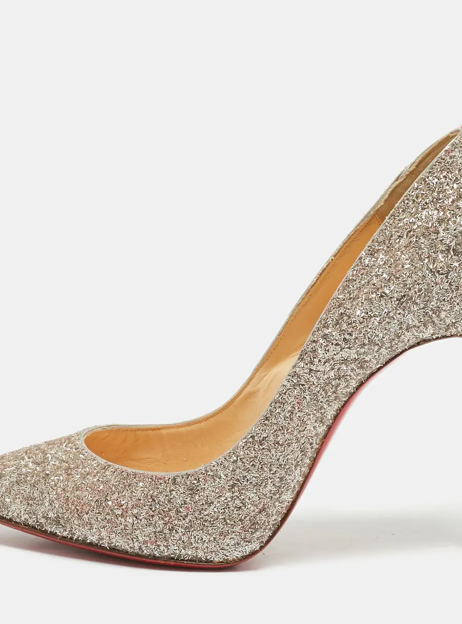 Christian Louboutin Pigalle Follies Size 39.5 Gold Glitter Pumps