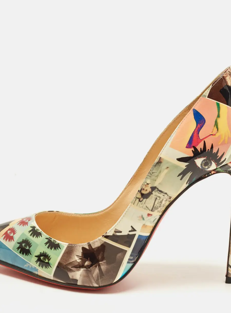 Christian Louboutin So Kate Size 38.5 Multicolor Graphic Print Patent Leather Pumps