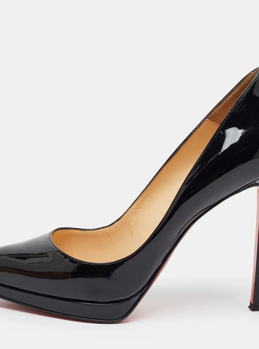 Christian Louboutin Pigalle Plato Size 39 Black Patent Leather Platform Pumps