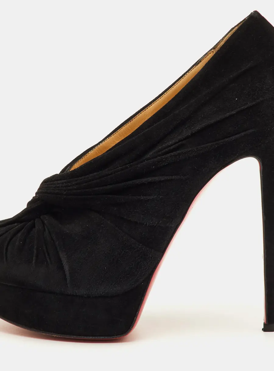 Christian Louboutin Manchon Size 39 Black Suede Platform Pumps
