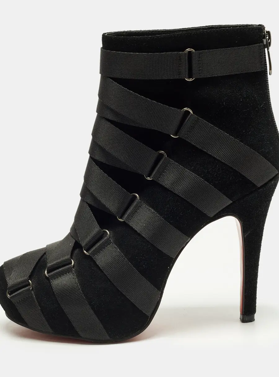 Christian Louboutin Nitonimoi Size 40 Black Suede Ankle Length Boots