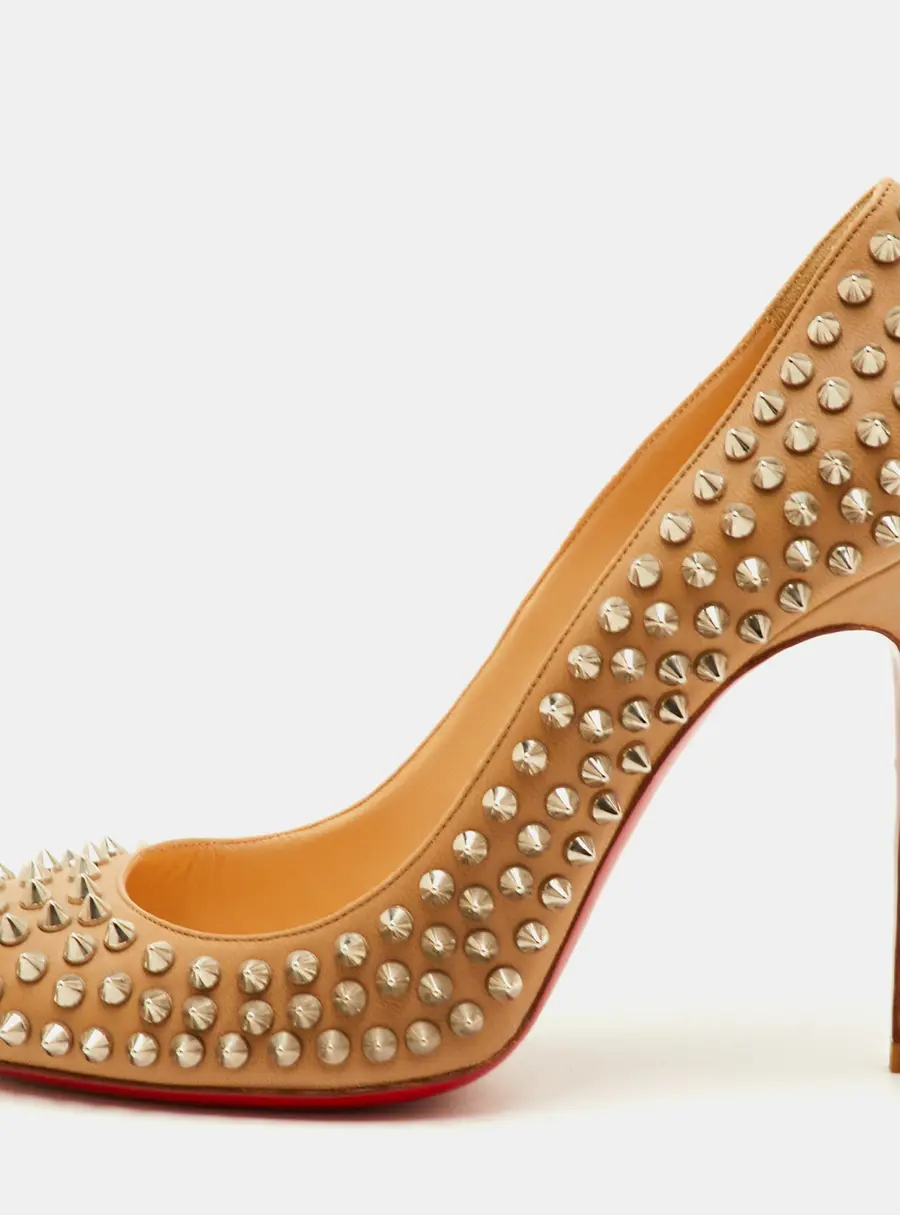Christian Louboutin Fifi Spikes Size 36 Beige Leather Pumps