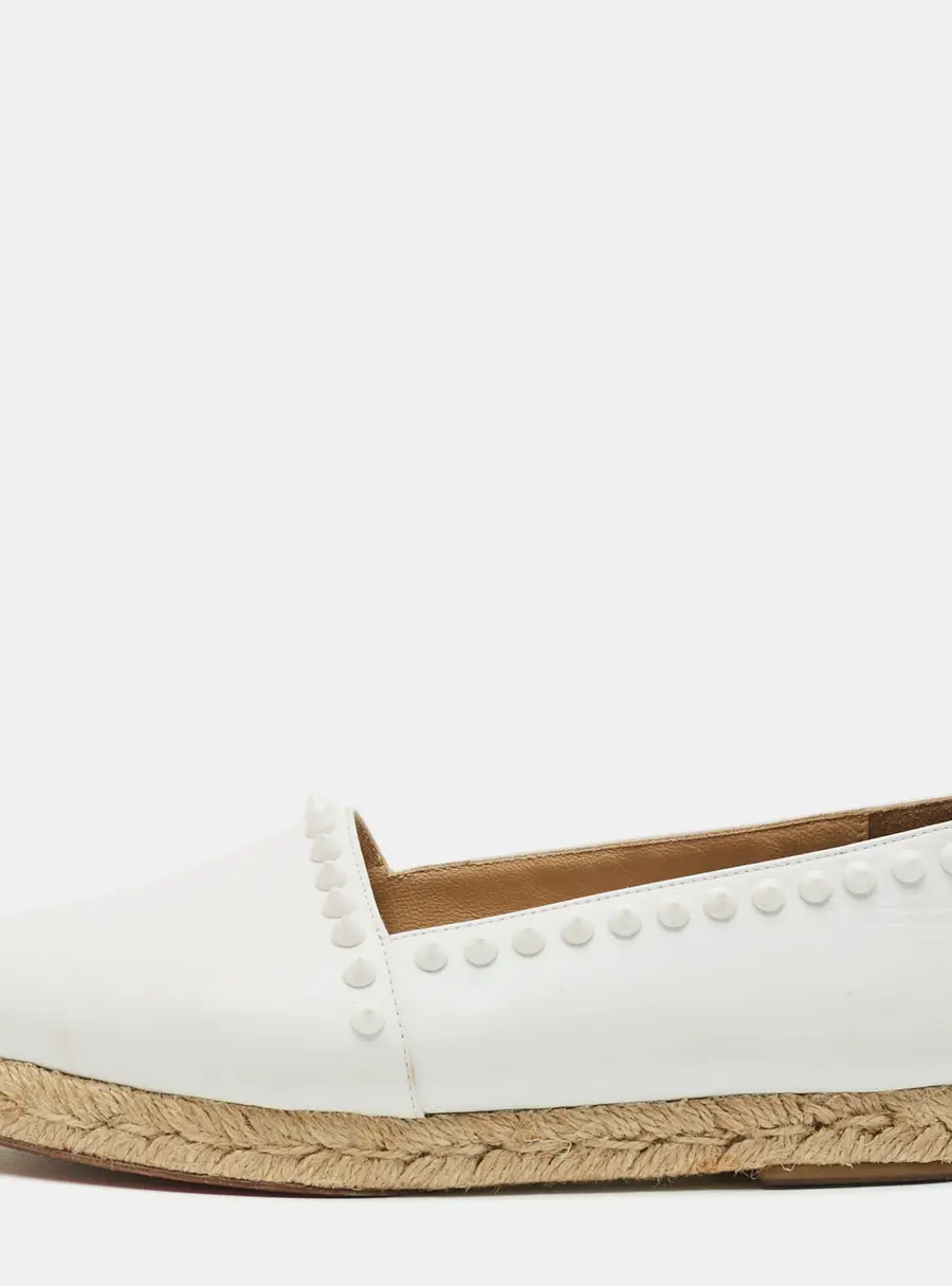 Christian Louboutin Ares Size 36 White Leather Spikes Espadrille Loafers
