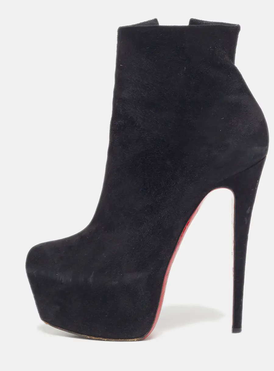 Christian Louboutin Lady Daf Booty Size 39.5 Louboutin Black Suede Platform Ankle Boots