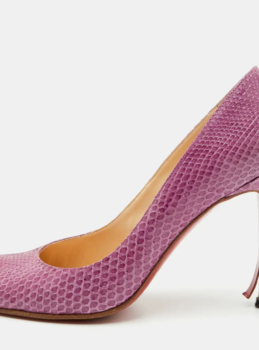 Christian Louboutin Lady Lynch Size 40 Pink Python Leather Round Toe Pumps