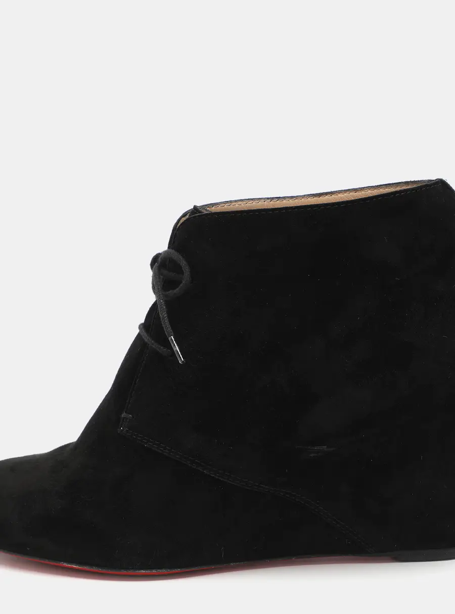 Christian Louboutin Size 41 Black Suede Lace Up Booties
