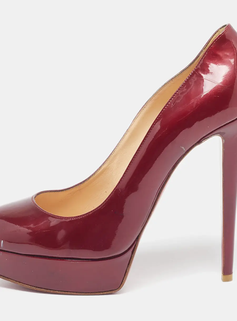 Christian Louboutin Bianca Size 39.5 Burgundy Patent Leather Pumps
