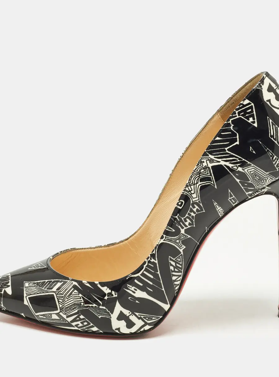 Christian Louboutin Pigalle Follies Size 37 Black printed Patent Leather Pumps