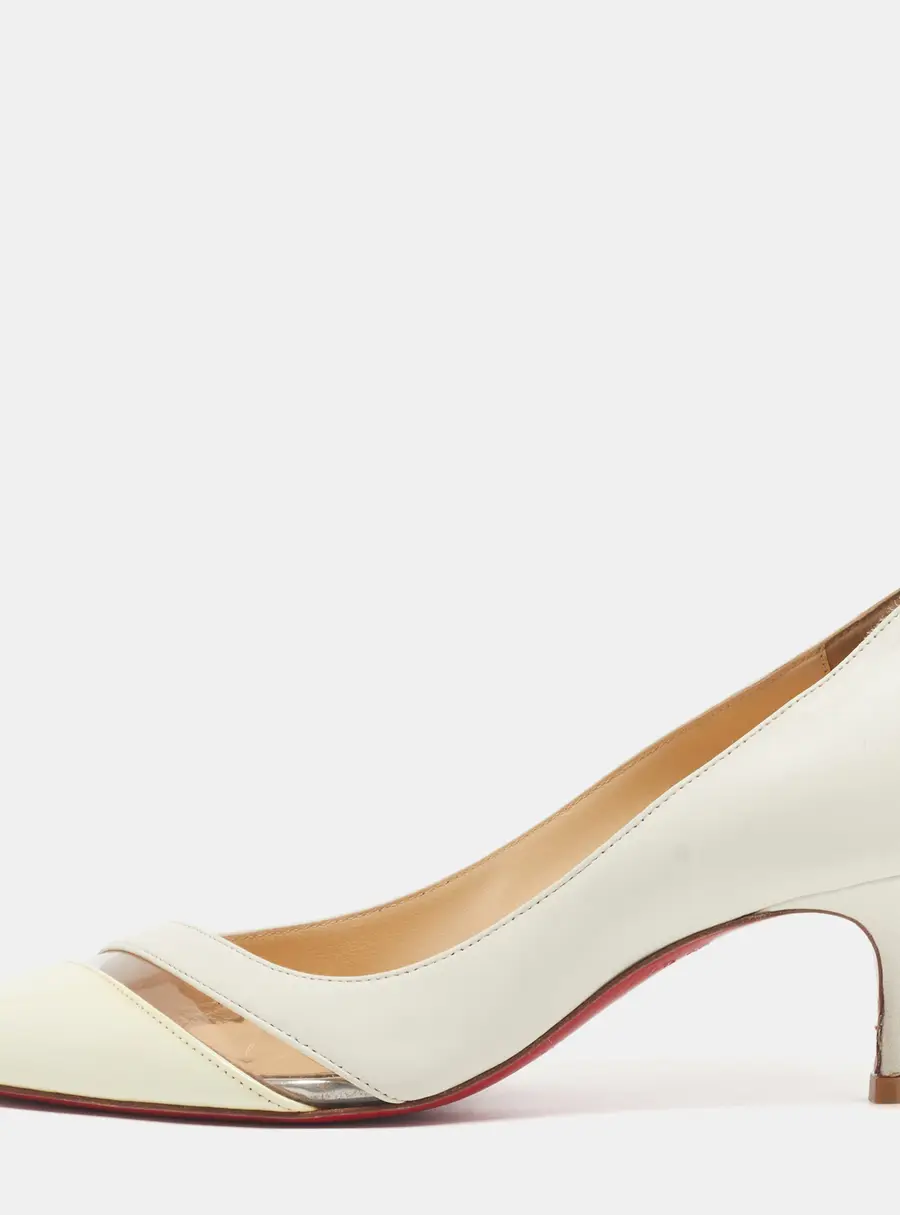 Christian Louboutin 17th floor Size 37 White Leather and Patent Leather Pumps