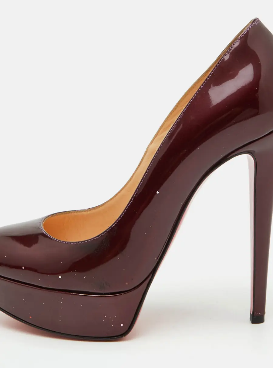 Christian Louboutin Bianca Size 35.5 Burgundy Patent Leather Platform Pumps