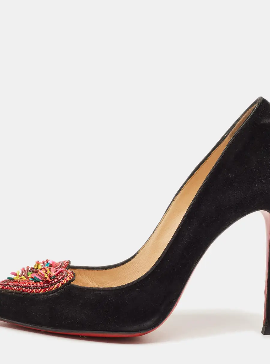 Christian Louboutin Coralita Size 40 Black Suede Pumps