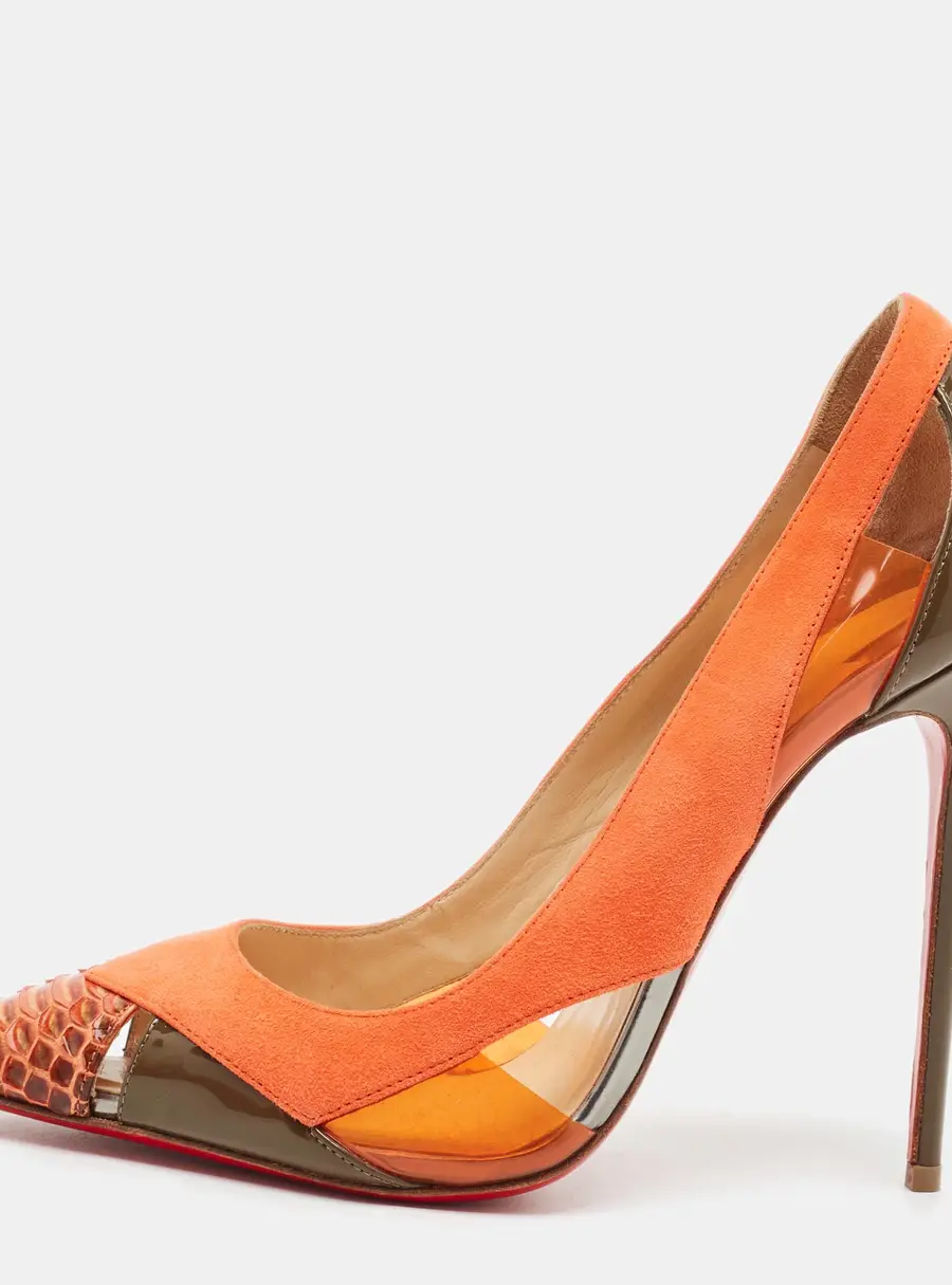 Christian Louboutin Galata Size 37 Multicolor Patent Leather and PVC and Python Leather Pumps