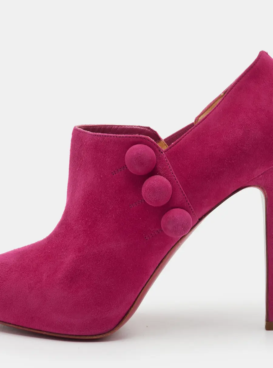 Christian Louboutin C'est Moi Size 39 Fuchsia&nbsp;Suede Ankle Booties
