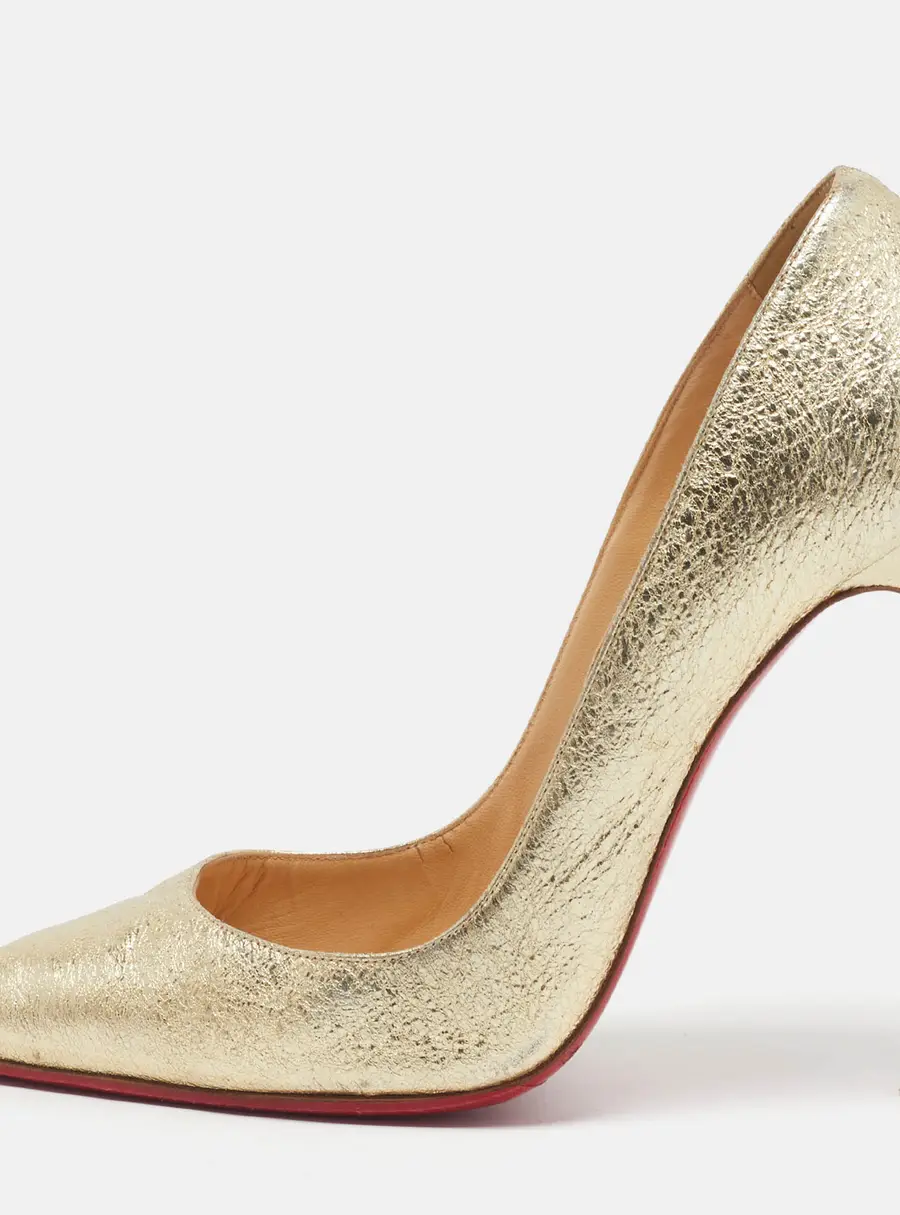 Christian Louboutin So Kate Size 41 Gold Foil Leather Pumps