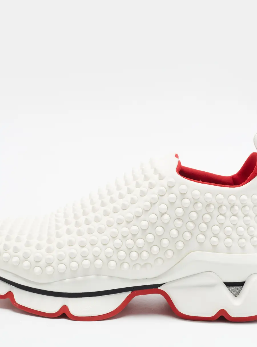 Christian Louboutin Spikes Size 36.5 White Fabric Socks Slip On Sneakers