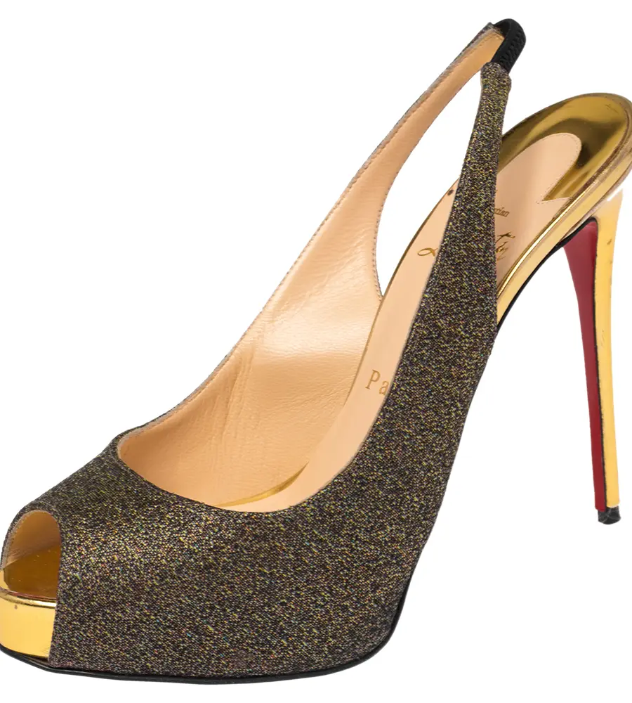 Christian Louboutin Multicolor Fabric No Prive Slingback Pumps Size 37.5