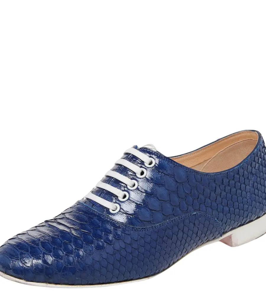 Christian Louboutin Blue Python Leather Alfred Oxfords Size 35.5