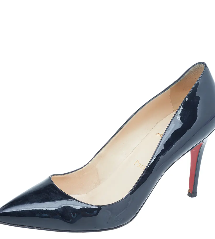 Christian Louboutin Black Patent Leather Decollete 554 Pointed Toe Pumps Size 39