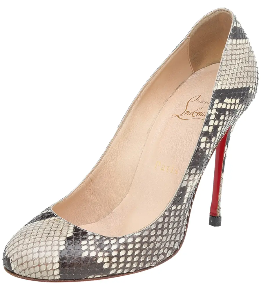 Christian Louboutin Beige-Brown Python Leather Simple Pumps Size 37