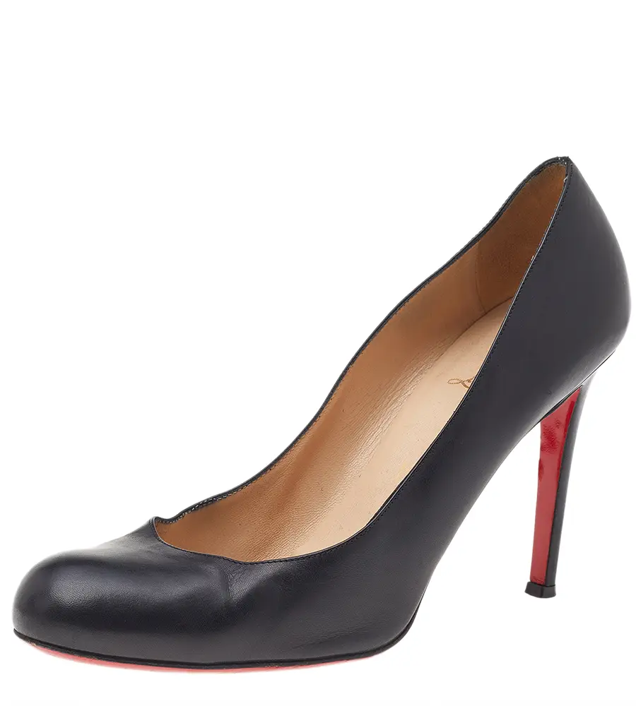 Christian Louboutin Black Leather Simple Pumps Size 38.5