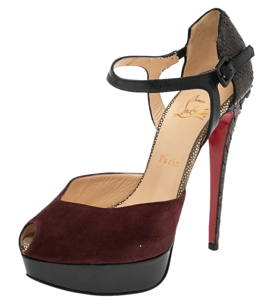 Christian Louboutin Multicolor Suede and Python No. 299 Pumps Size 39.5