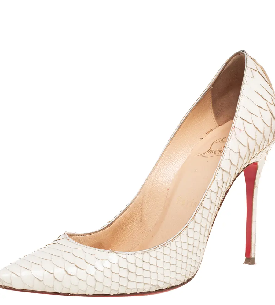Christian Louboutin White Python So Kate Pointed toe Pumps Size 37