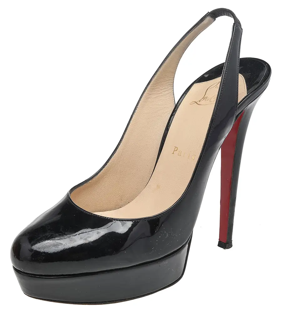Christian Louboutin Bianca Size 38.5 Black Patent Leather Platform Pumps
