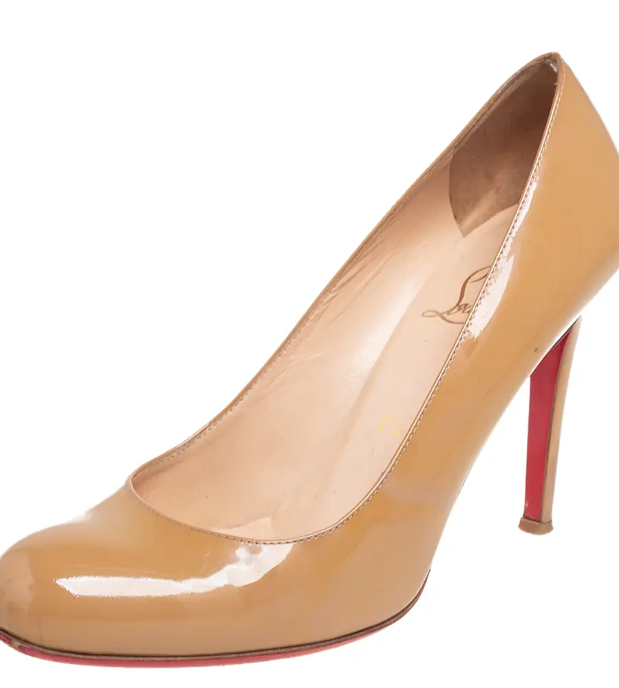 Christian Louboutin Beige Patent Leather Ron Ron Pumps Size 37.5